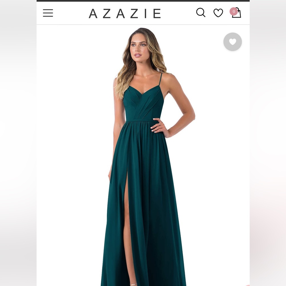 Azazie Cora bridesmaid pine dress
